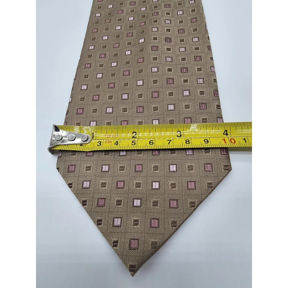 Calvin Klein Tie Light Brown Pink Geometric Necktie 57